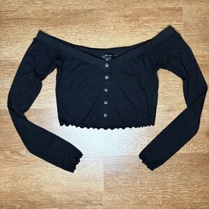 Black Off The Shoulder Long Sleeve Crop Top size S